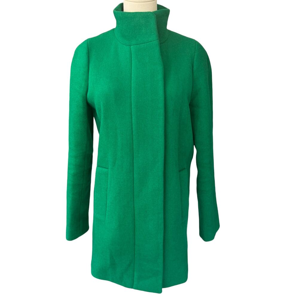 J. Crew Wool Blend City Coat Emerald Green Size 0 Style‎ F5325 - Picture 2 of 13